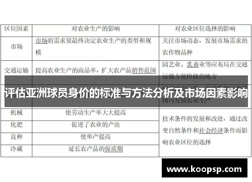 评估亚洲球员身价的标准与方法分析及市场因素影响
